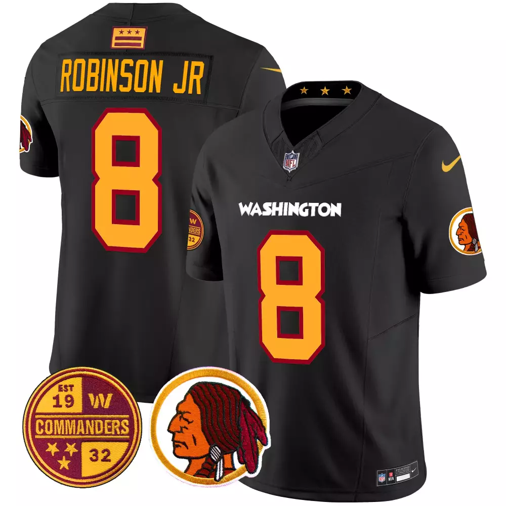 robinson jr black mens washington half washington redskins washington commanders vapor limited jersey all stitched