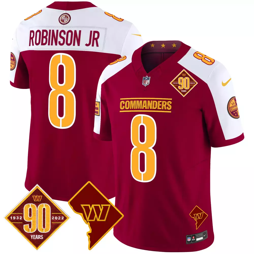 robinson jr black womens washington commanders 90th sean taylor patch vapor limited jersey all stitched