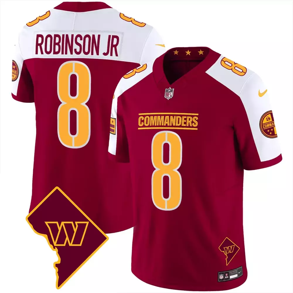 robinson jr burgundy alternate mens washington commanders 90th anniversary vapor limited jersey v4 all stitched