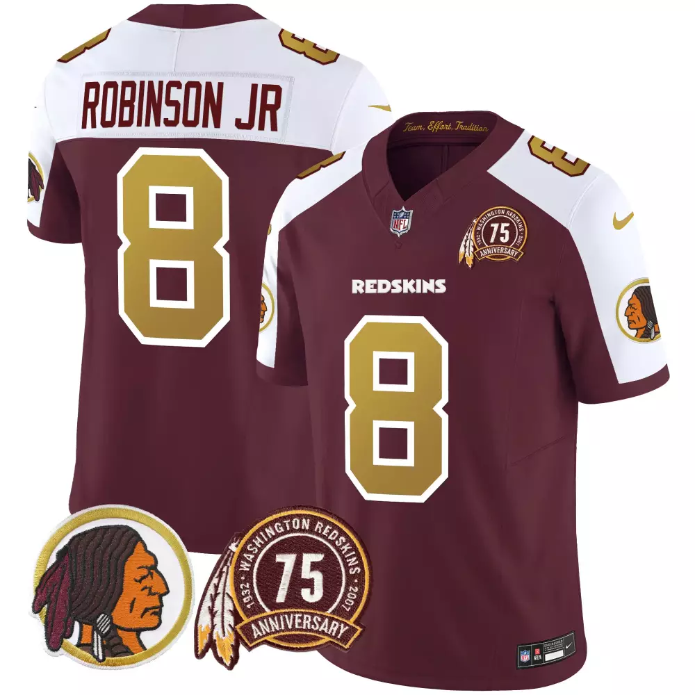 robinson jr burgundy alternate mens washington redskins 75th patch throwback vapor limited jersey v2 all stitched