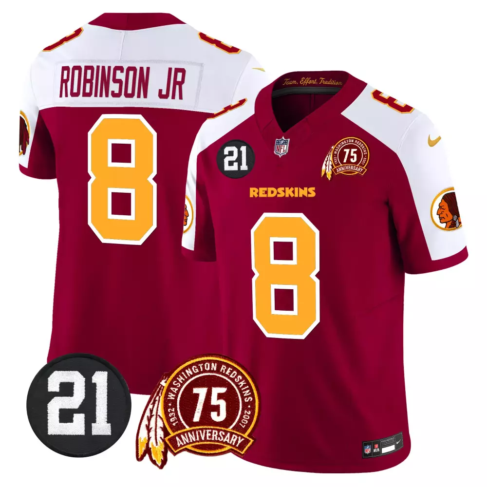 robinson jr burgundy alternate mens washington redskins 75th sean taylor patch vapor limited jersey v2 all stitched