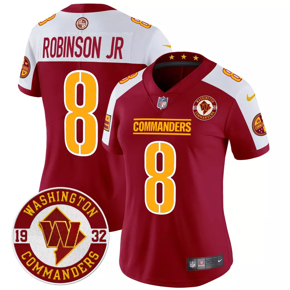 robinson jr burgundy alternate mens washington commanders 90th anniversary vapor limited jersey v4 all stitched