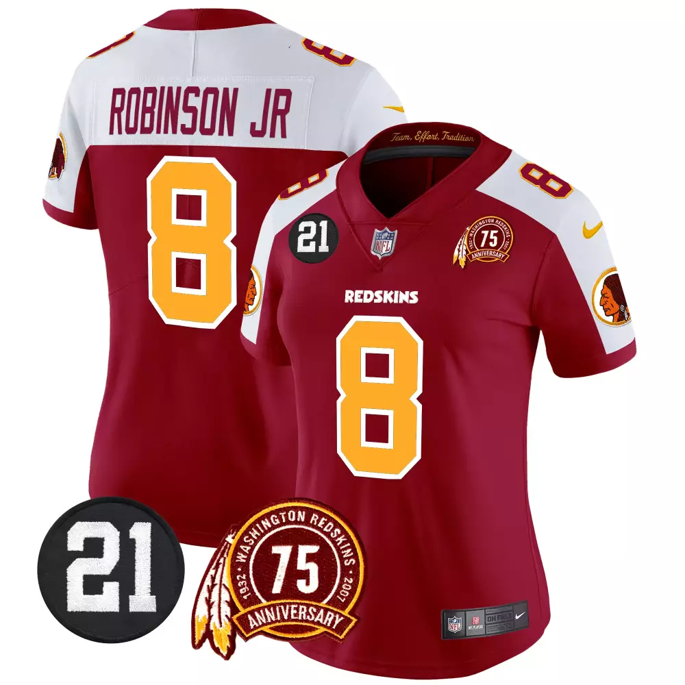 robinson jr burgundy alternate womens washington redskins 75th sean taylor patch vapor limited jersey v2 all stitched