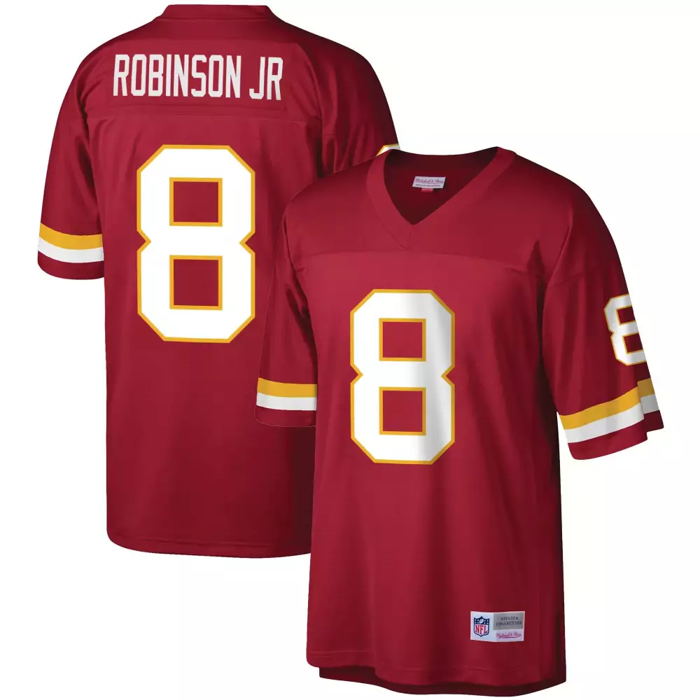 robinson jr burgundy mens washington commanders 90th anniversary patch vapor limited jersey all stitched