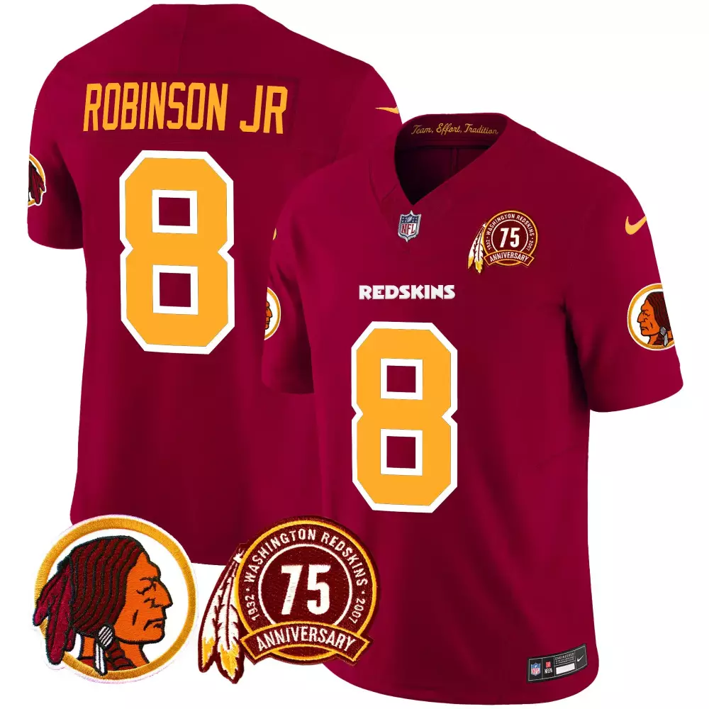 robinson jr burgundy mens washington redskins 75th patch throwback vapor limited jersey all stitched