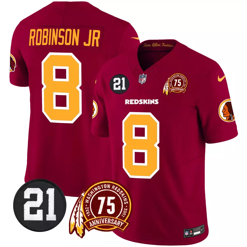 robinson jr burgundy mens washington redskins 75th sean taylor patch vapor limited jersey all stitched