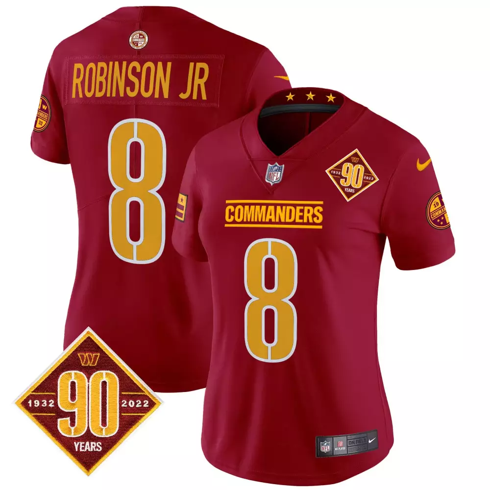 robinson jr burgundy mens washington commanders washington dc map patch jersey all stitched