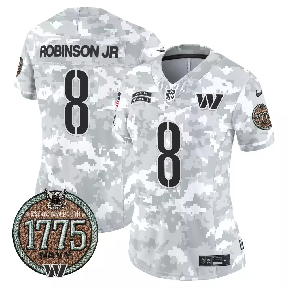 robinson jr men washington commanders 2024 salute to service vapor limited jersey arctic camo all stitched