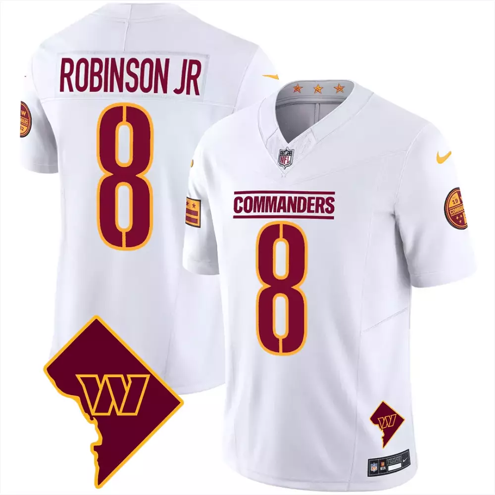 robinson jr white mens washington commanders 90th anniversary patch vapor premier limited jersey all stitched