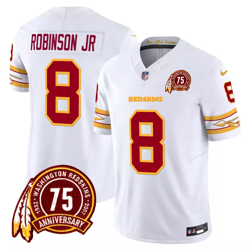 robinson jr white mens washington redskins 75th patch vapor limited jersey all stitched