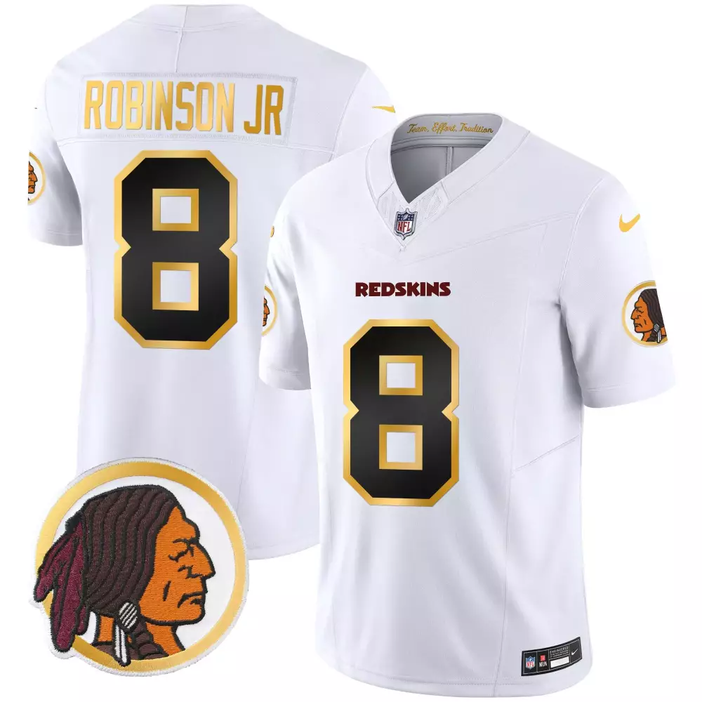 robinson jr white mens washington redskins throwback vapor gold trim jersey all stitched
