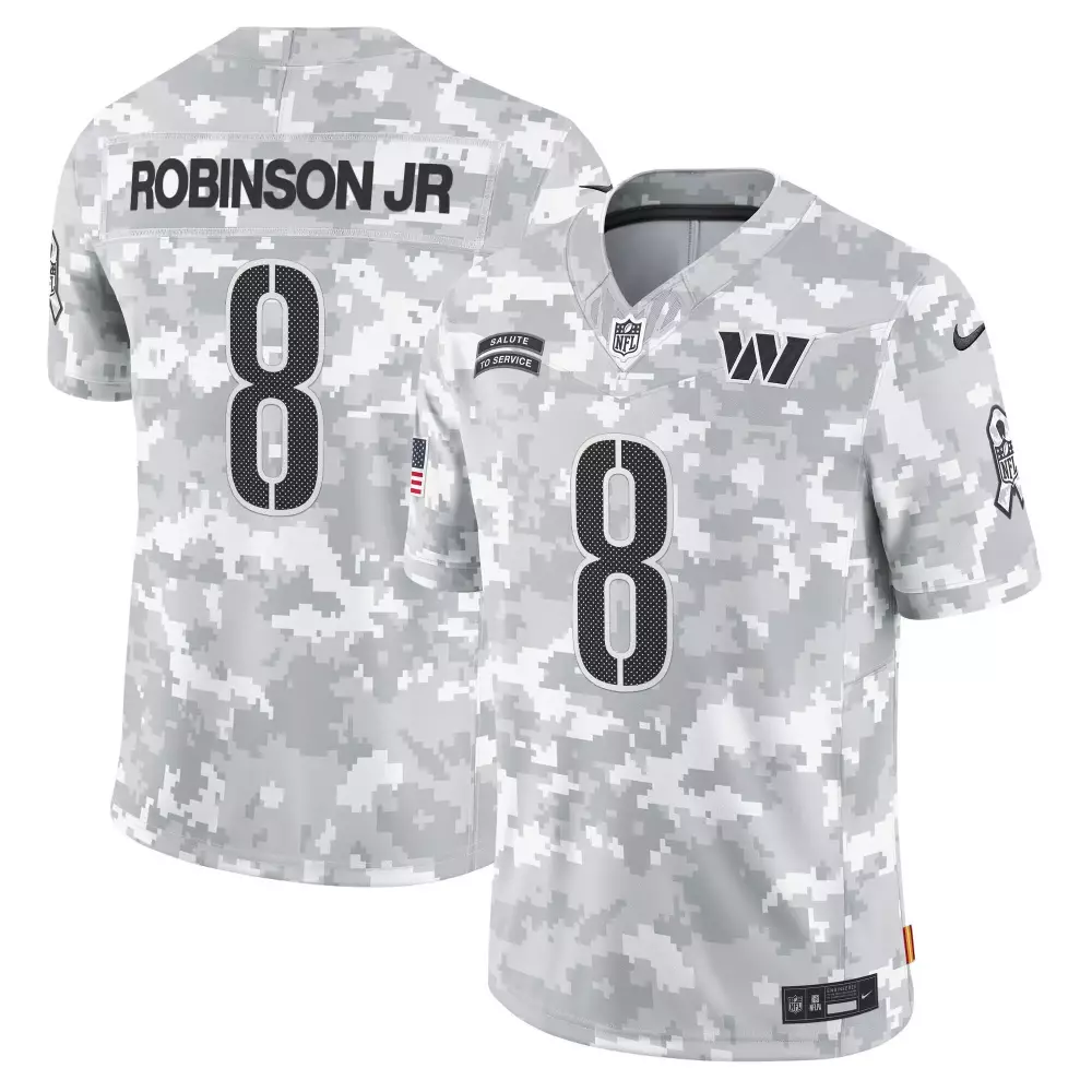 robinson jr youth washington commanders 2024 salute to service vapor limited jersey arctic camo all stitched