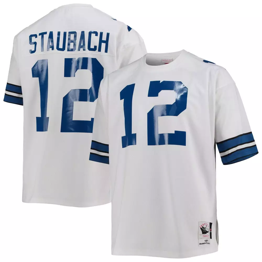 Roger Staubach Dallas Cowboys 1975 Authentic Throwback Jersey | White | Replica Fan Gear | For Men, Women & Youth