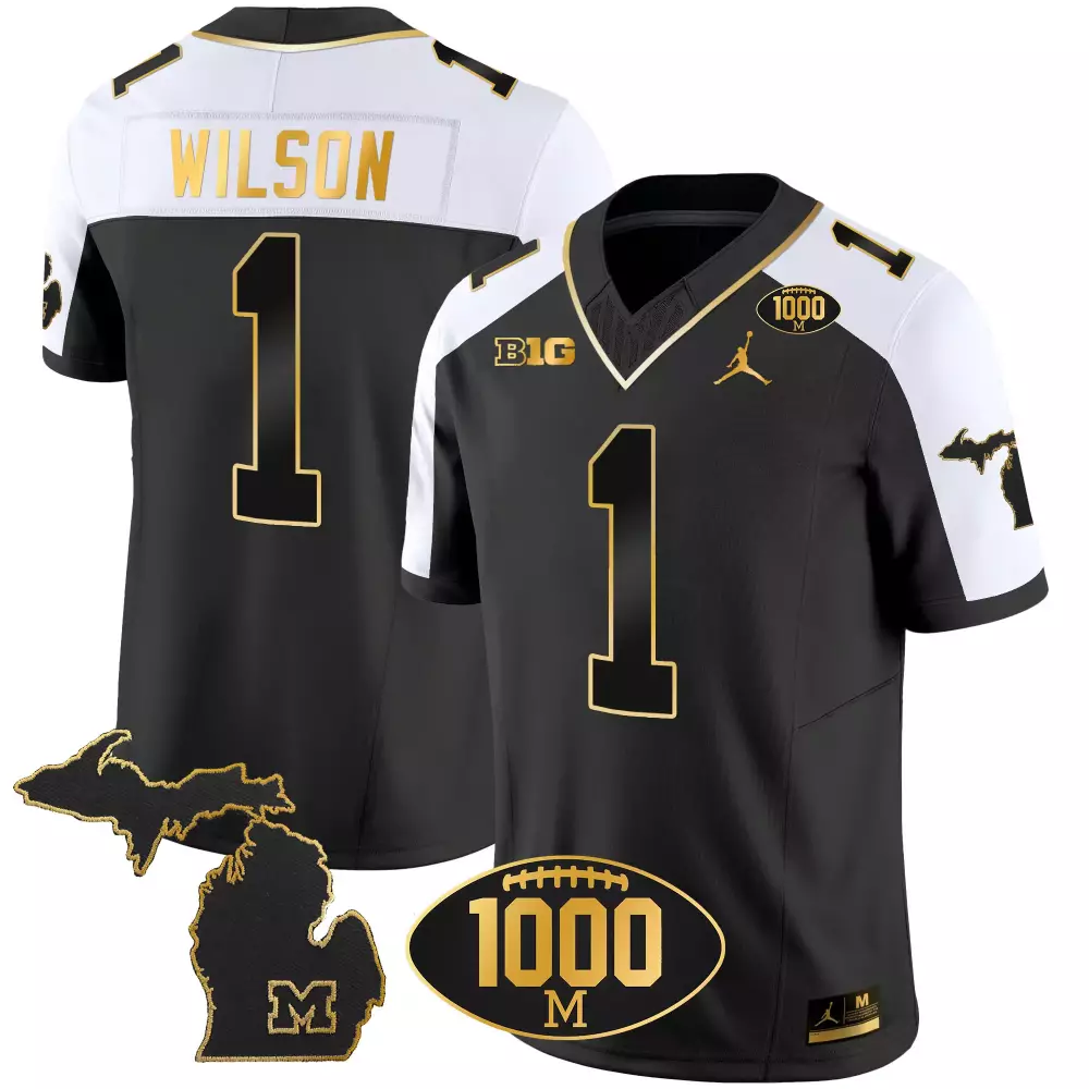 Roman Wilson 1 Men's Michigan Wolverines Navy Jersey | All Stitched Year Patch 2023 | Fan Gear for Men, Women & Youth