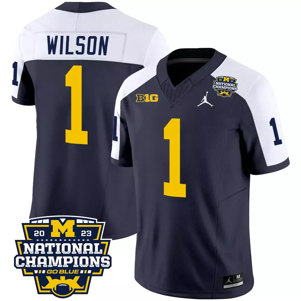 Roman Wilson Michigan Wolverines 2023 National Champions Patch Vapor Jersey V2 | Maize Stitched | Replica Fan Gear | For Men, Women & Youth