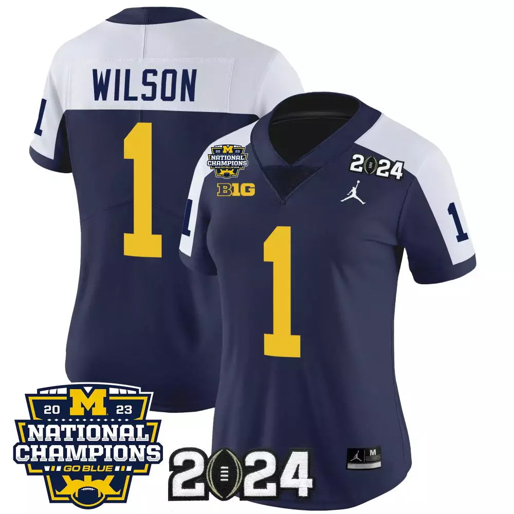 Roman Wilson Women's Michigan Wolverines 2023 National Champions Patch Vapor Jersey | Stitched | Limited Edition Fan Gear | For Men, Women & Youth