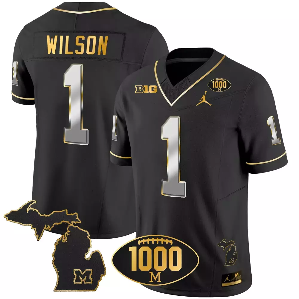 roman wilson black gold womens michigan wolverines 2024 vapor limited gold jersey all stitched
