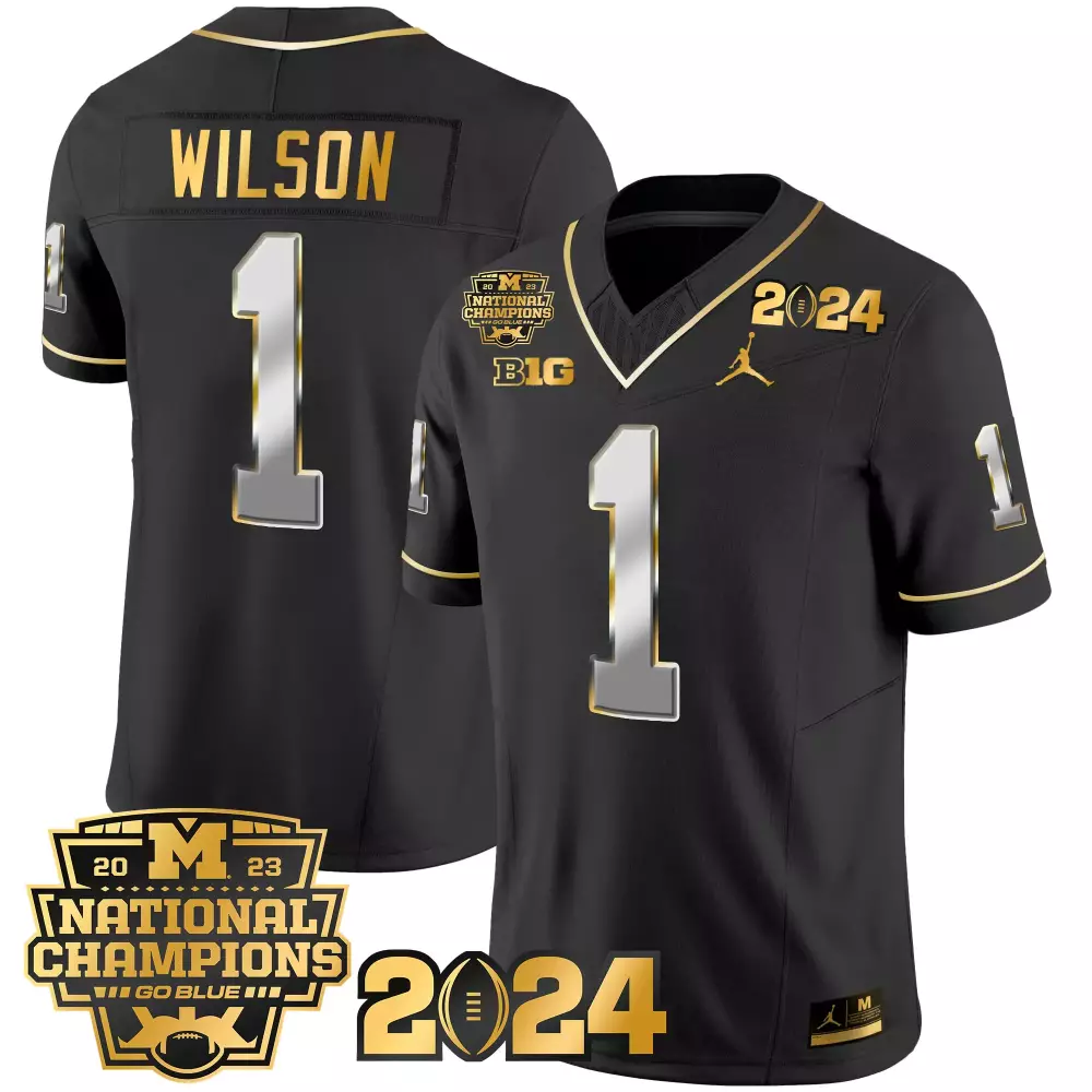 roman wilson black gold womens michigan wolverines 2024 vapor limited gold jersey all stitched