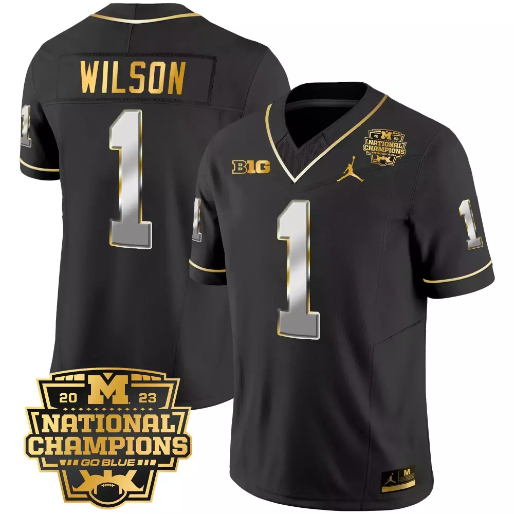 roman wilson black gold womens michigan wolverines 2024 vapor limited gold jersey all stitched