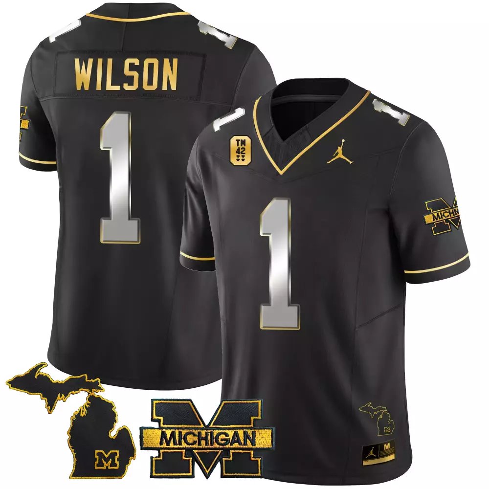 Roman Wilson Black Limited Men's Michigan Wolverines Rose Bowl Patch Gold Vapor Jersey V2 | Stitched | Limited Edition Fan Gear | For Men, Women & Youth