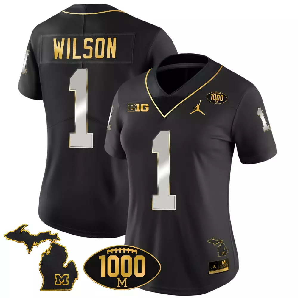 Roman Wilson Black Limited Men's Michigan Wolverines Rose Bowl Patch Gold Vapor Jersey V2 | Stitched | Limited Edition Fan Gear | For Men, Women & Youth