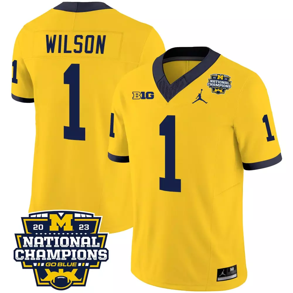 Roman Wilson Michigan Wolverines 2023 National Champions Patch Vapor Jersey V3 | Stitched White | Replica Fan Gear | For Men, Women & Youth