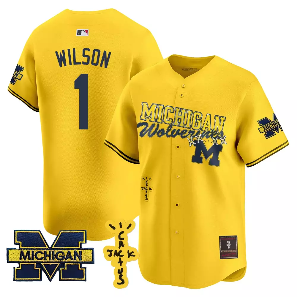 Roman Wilson Michigan Wolverines Cactus Jack Baseball Jersey | Maize Stitched | Replica Fan Gear | For Men, Women & Youth