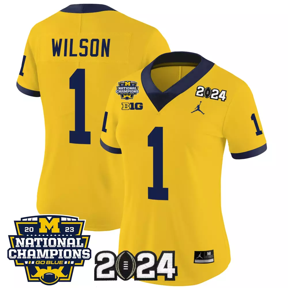 Roman Wilson Michigan Wolverines 2023 National Champions Jersey | Maize Vapor Stitched | Women's Fan Gear | For Men, Women & Youth