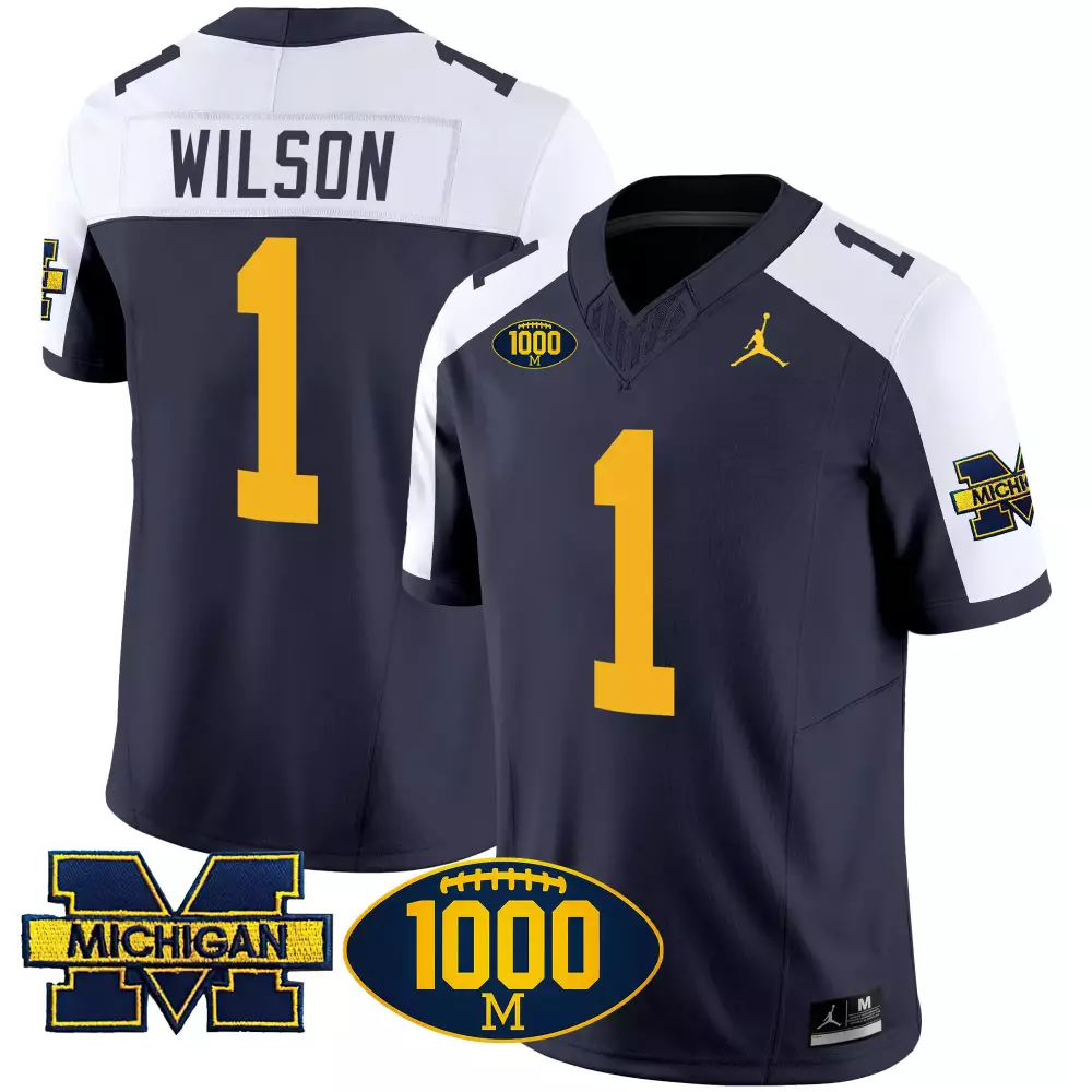 Roman Wilson Michigan Wolverines 1000 Wins Patch Jersey | Maize Vapor Stitched | Women's Fan Gear | For Men, Women & Youth