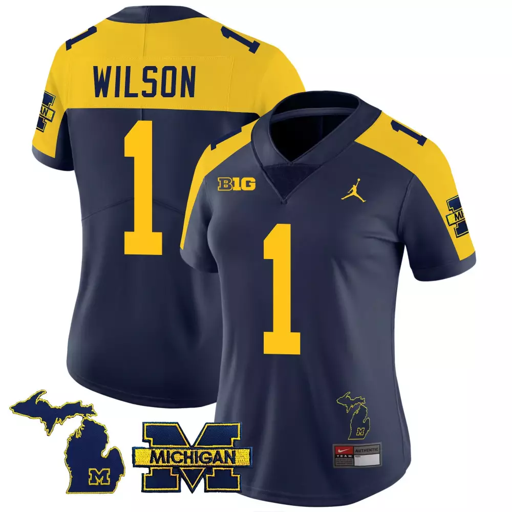 roman wilson navy alternate womens michigan wolverines 2023 national champions patch vapor jersey v4 all stitched