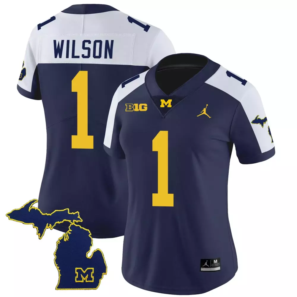 roman wilson navy alternate womens michigan wolverines 2023 national champions patch vapor jersey v4 all stitched