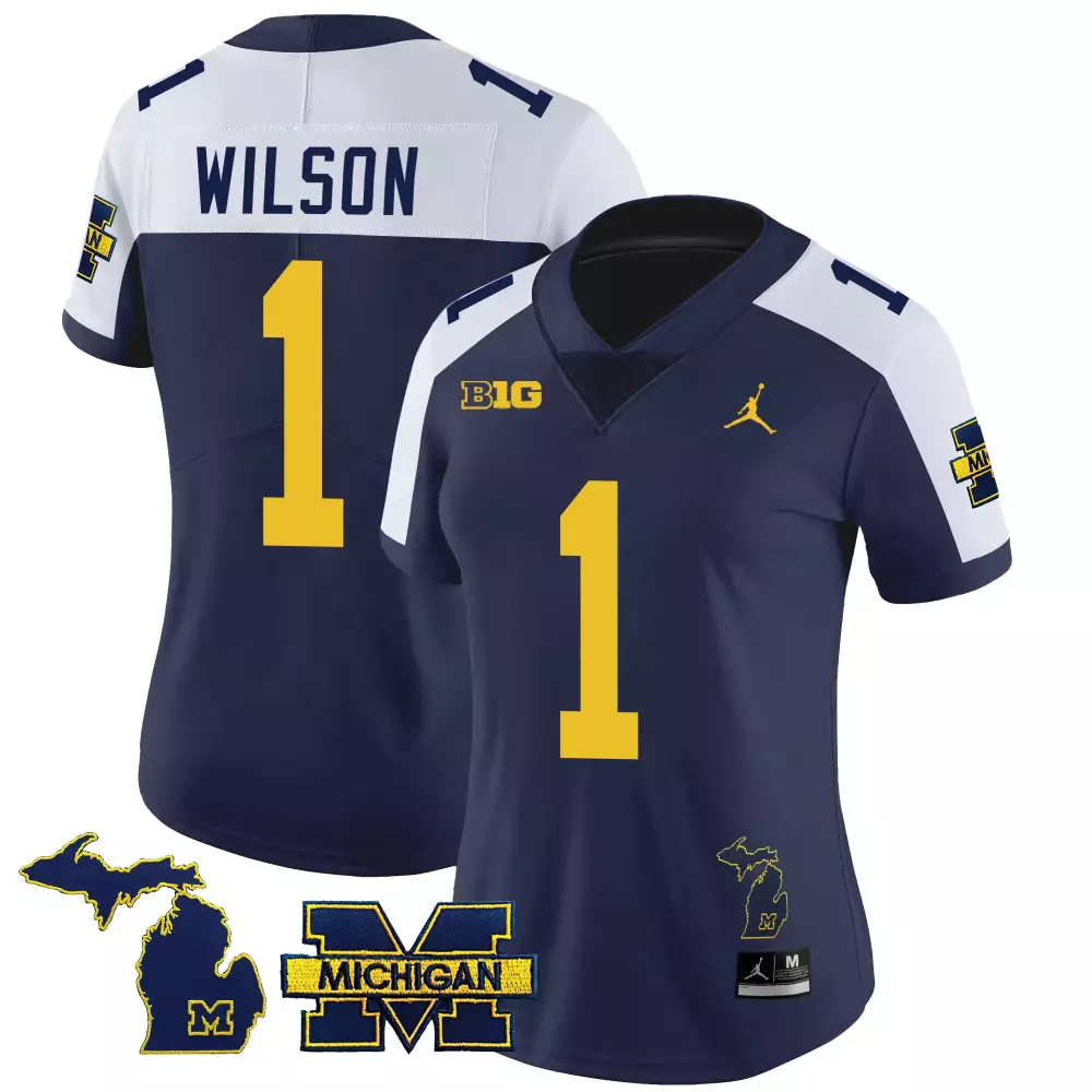 roman wilson navy alternate womens michigan wolverines 2023 national champions patch vapor jersey v4 all stitched