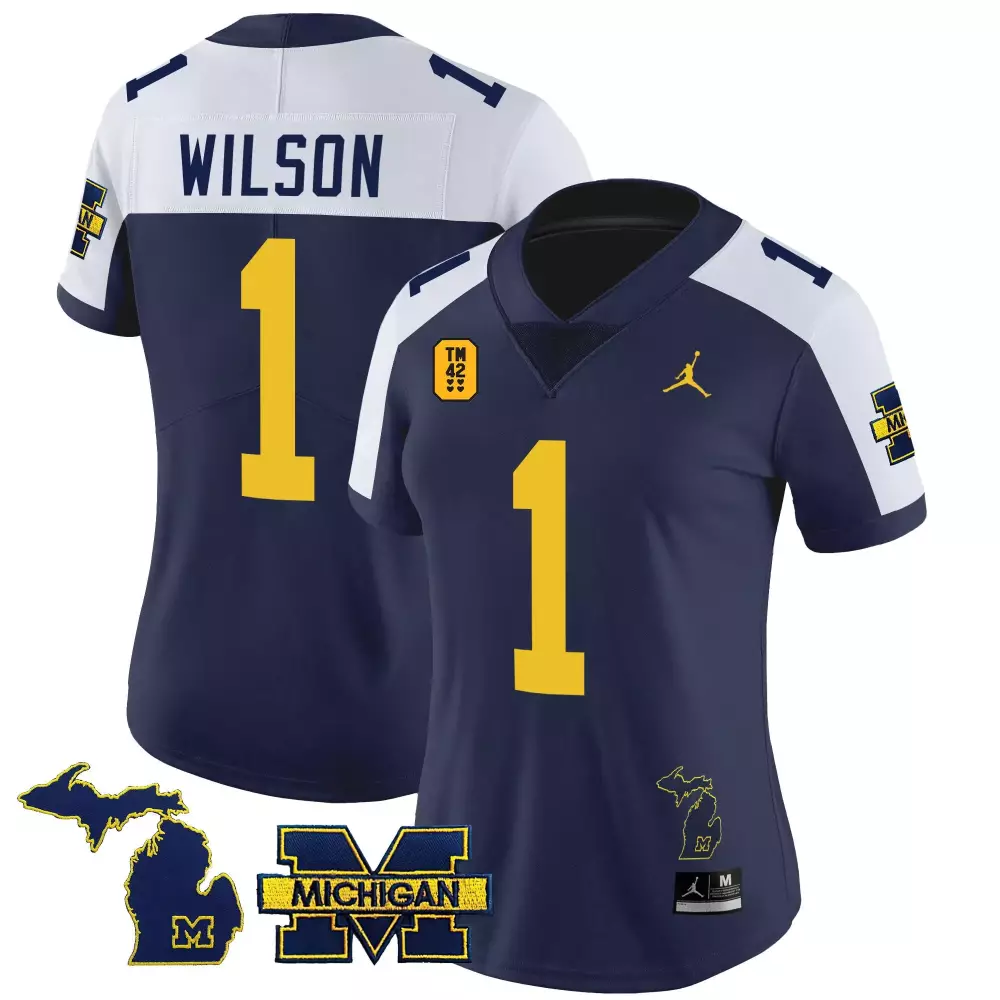 roman wilson navy alternate womens michigan wolverines 2023 national champions patch vapor jersey v4 all stitched