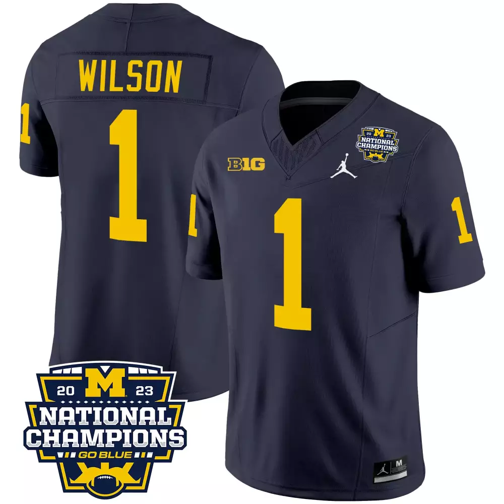 Roman Wilson Michigan Wolverines 2023 National Champions Patch Vapor Jersey V3 | Stitched White | Replica Fan Gear | For Men, Women & Youth