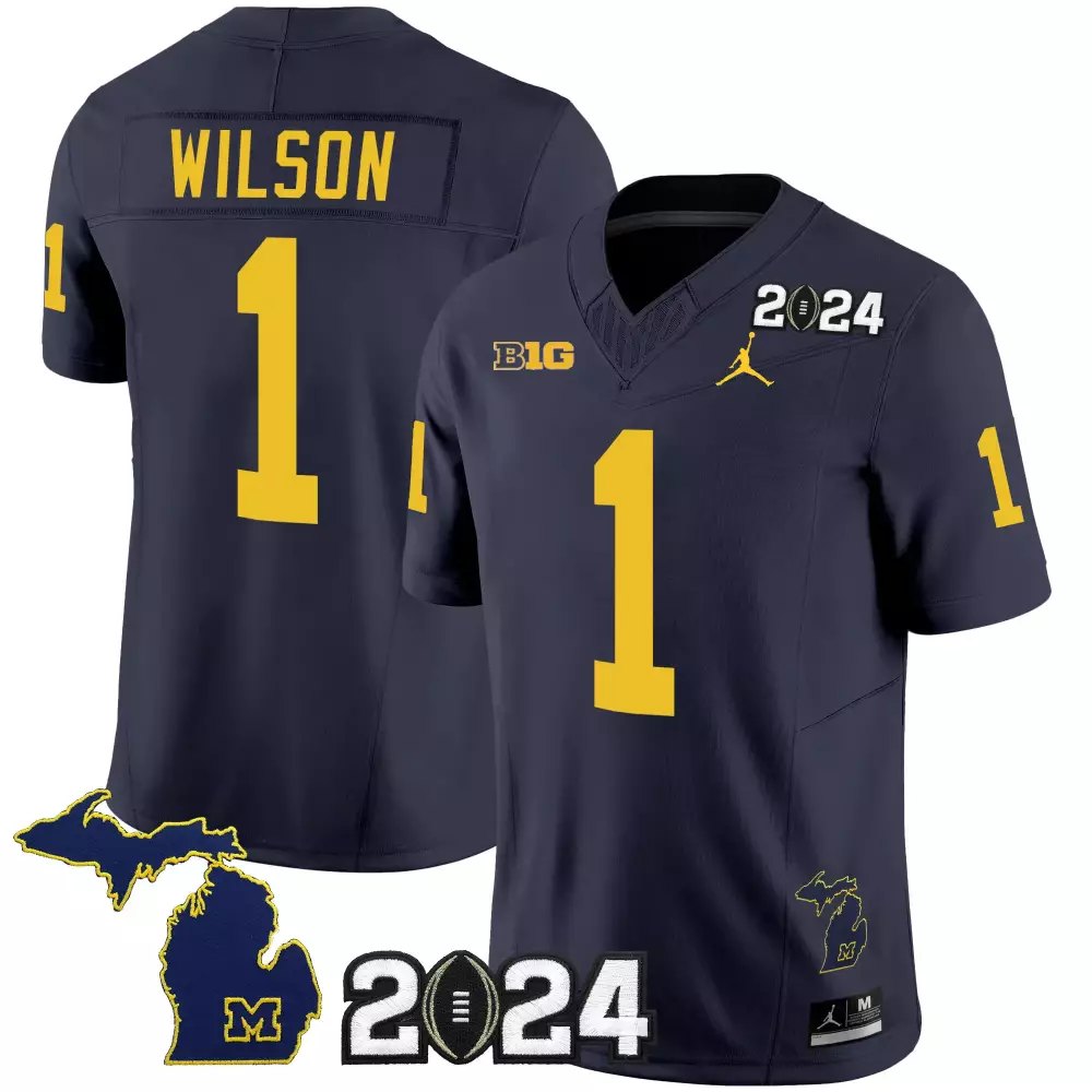 roman wilson navy mens michigan wolverines 2024 vapor limited jersey all stitched