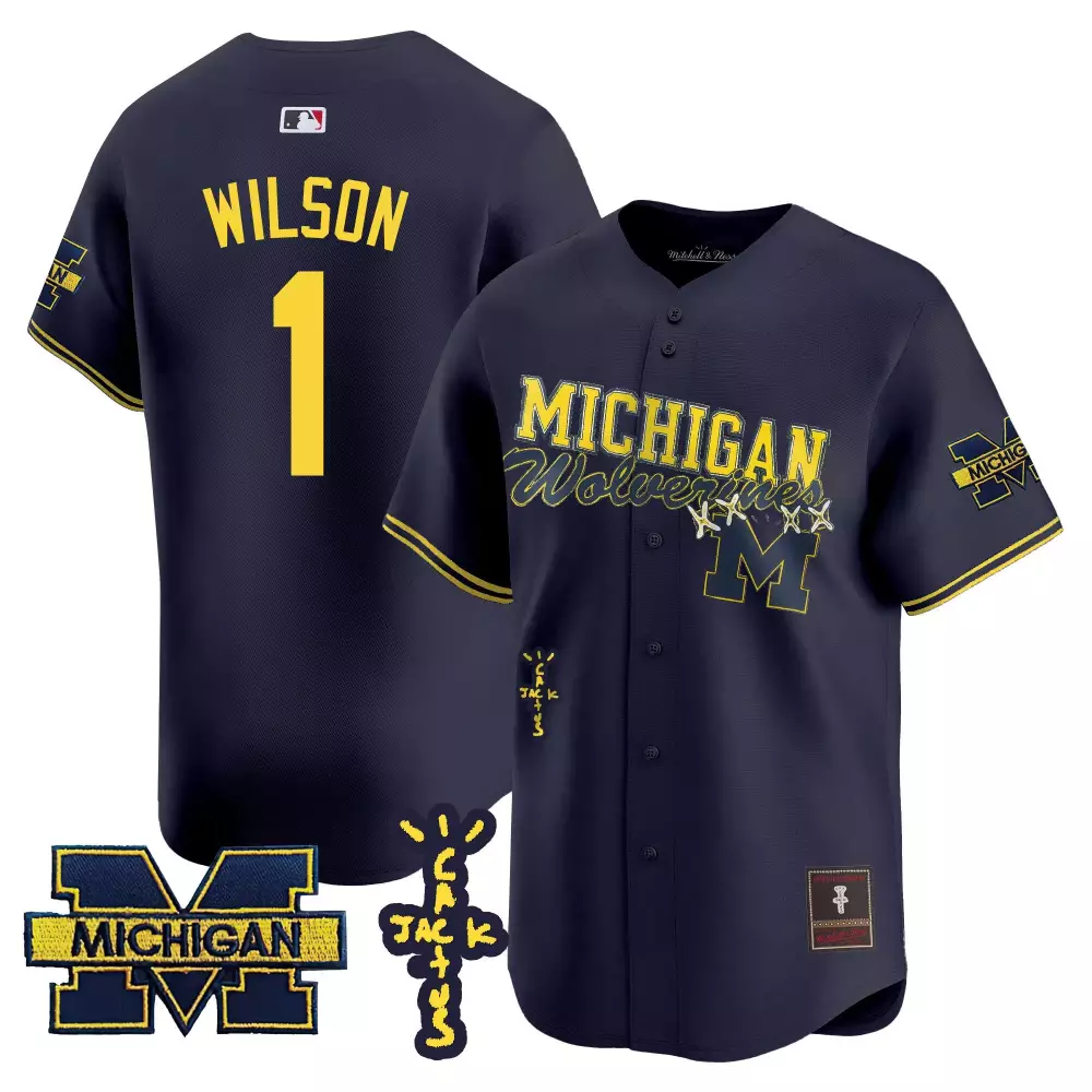roman wilson navy mens michigan wolverines 2024 vapor limited jersey all stitched