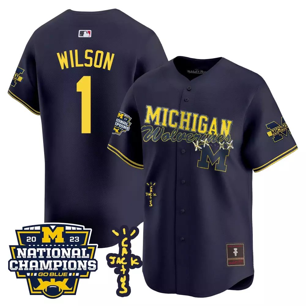 roman wilson navy mens michigan wolverines 2024 vapor limited jersey all stitched