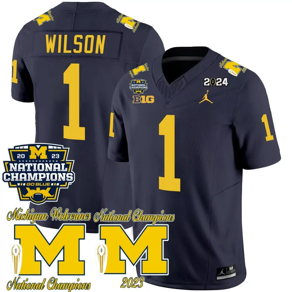 roman wilson navy mens michigan wolverines 2024 vapor limited jersey all stitched