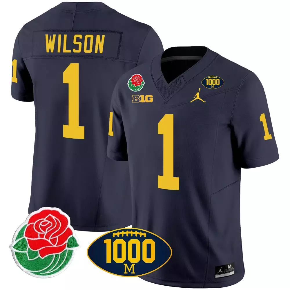 roman wilson navy mens michigan wolverines 2024 vapor limited jersey all stitched