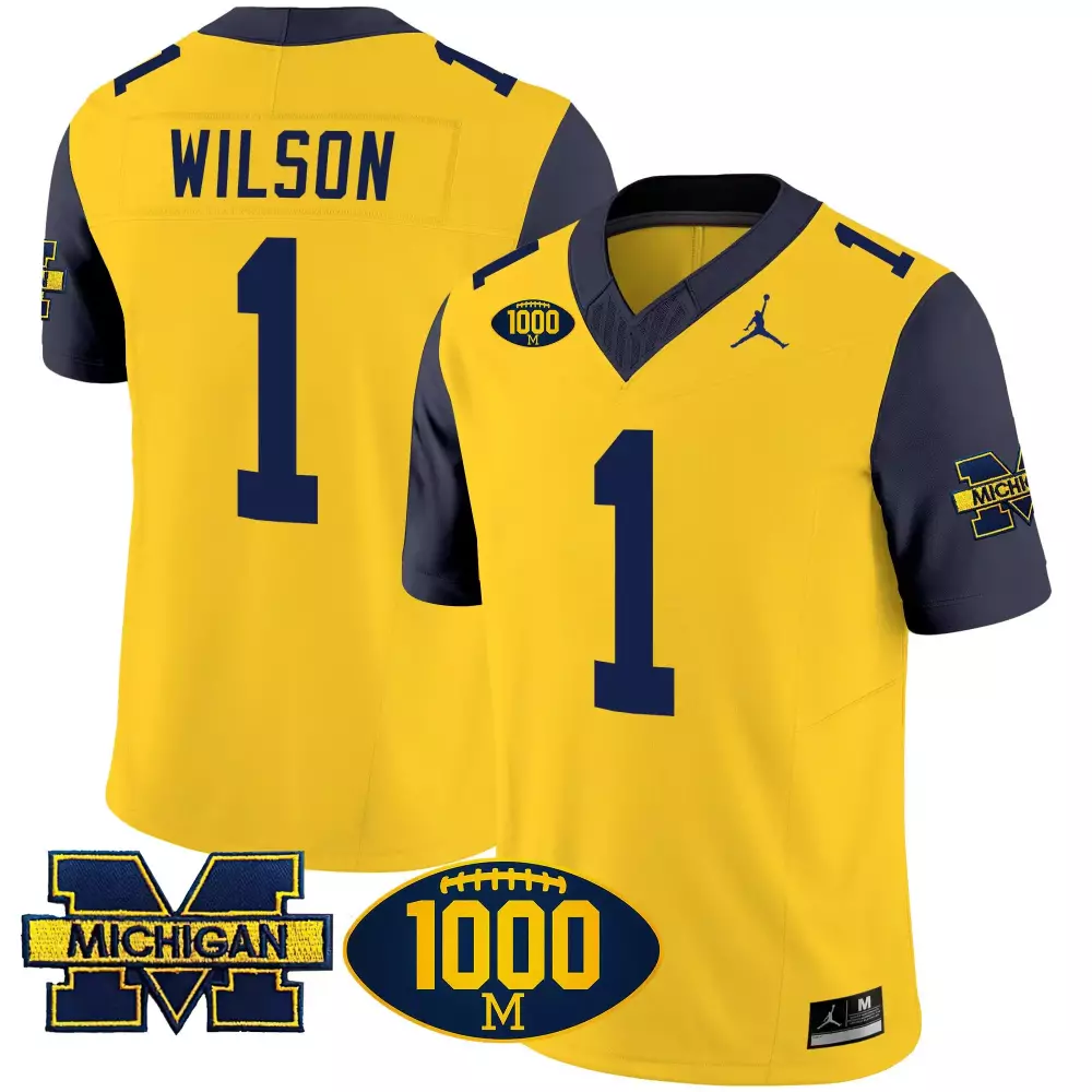 Roman Wilson Michigan Wolverines 1000 Wins Patch Vapor Jersey | Stitched Navy | Limited Edition Fan Gear | For Men, Women & Youth
