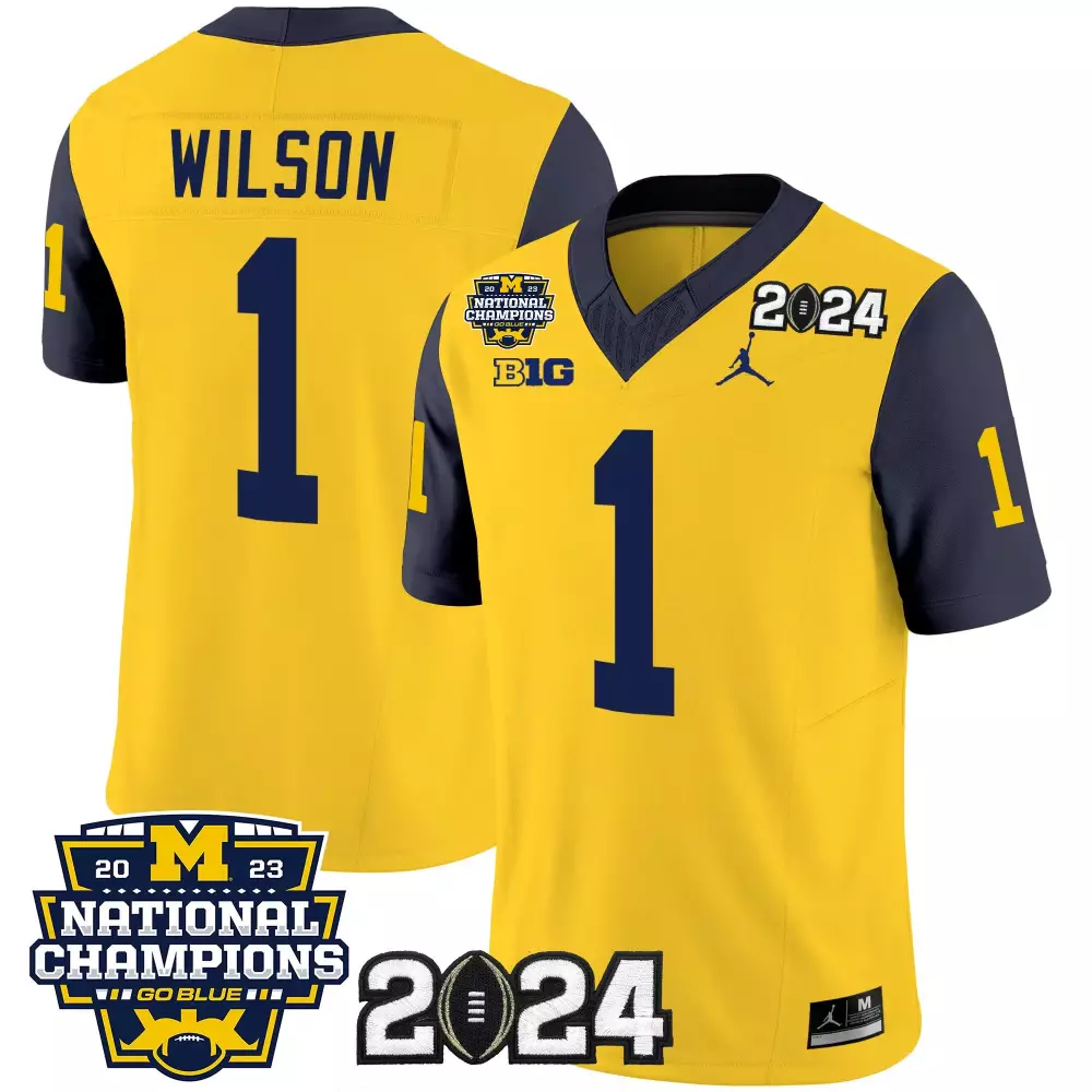 Roman Wilson Michigan Wolverines 2023 National Champions Patch Vapor Jersey V2 | Stitched White Sleeves | Replica Fan Gear | For Men, Women & Youth