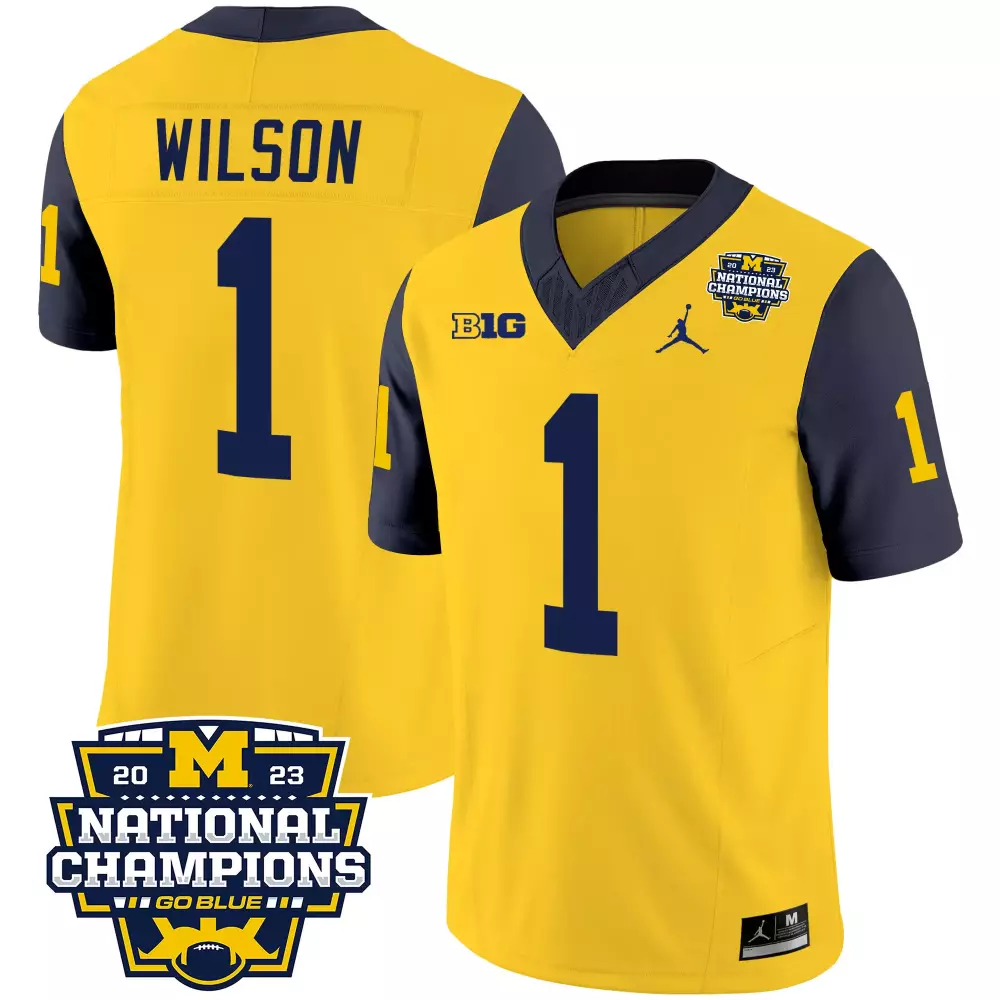 Roman Wilson Michigan Wolverines 2023 National Champions Patch Vapor Jersey V4 | Stitched Navy | Limited Edition Fan Gear | For Men, Women & Youth