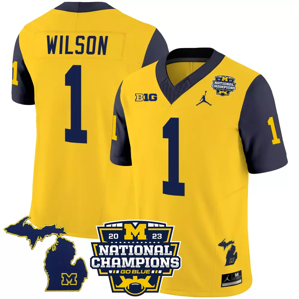 Roman Wilson Michigan Wolverines 2023 National Champions Patch Vapor Jersey V5 | Stitched Navy | Limited Edition Fan Gear | For Men, Women & Youth
