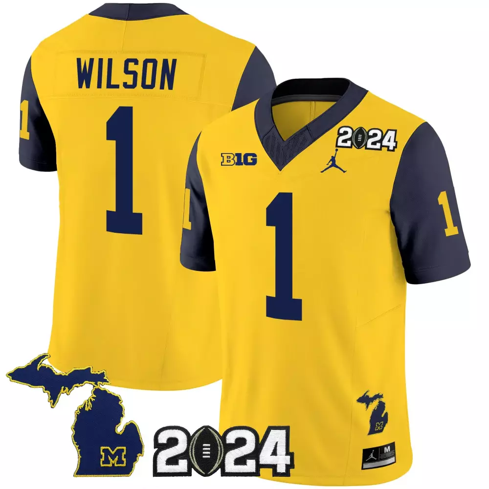 roman wilson navy sleeves mens michigan wolverines 2024 vapor limited jersey all stitched