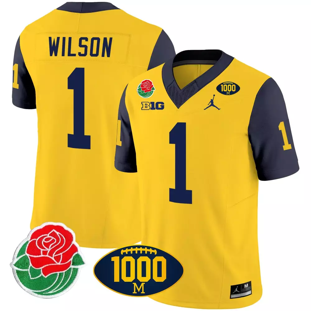 roman wilson navy sleeves mens michigan wolverines 2024 vapor limited jersey all stitched