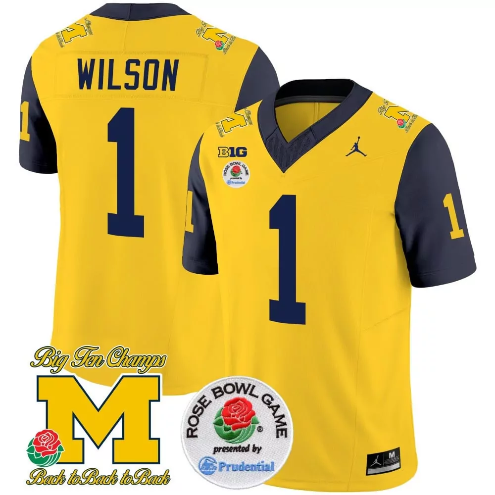 roman wilson navy sleeves mens michigan wolverines 2024 vapor limited jersey all stitched