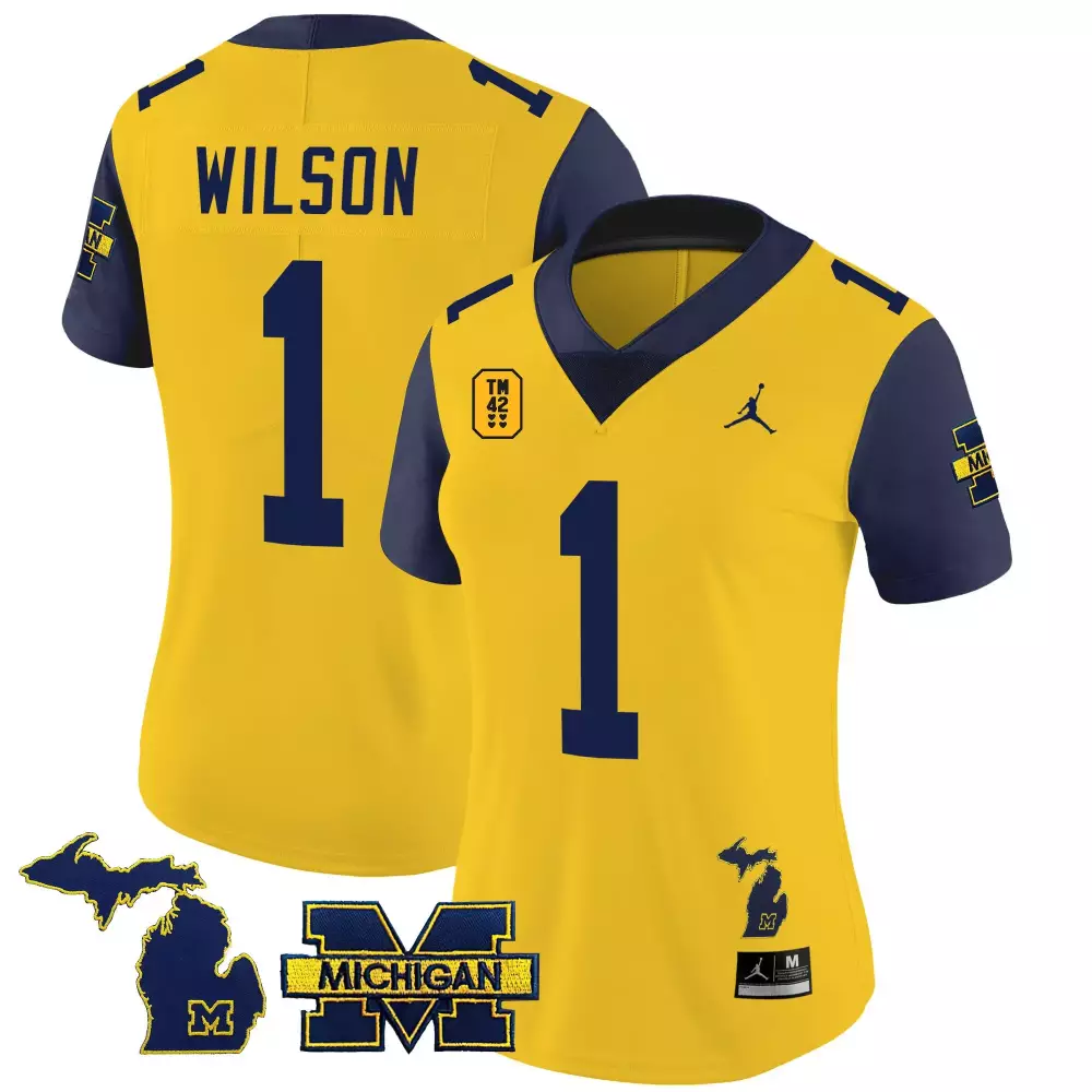 roman wilson navy sleeves womens michigan wolverines 2023 special jersey v2 all stitched