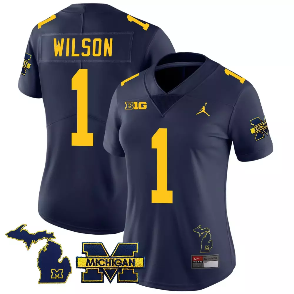 roman wilson navy womens michigan wolverines 1000 wins patch vapor jersey v3 all stitched