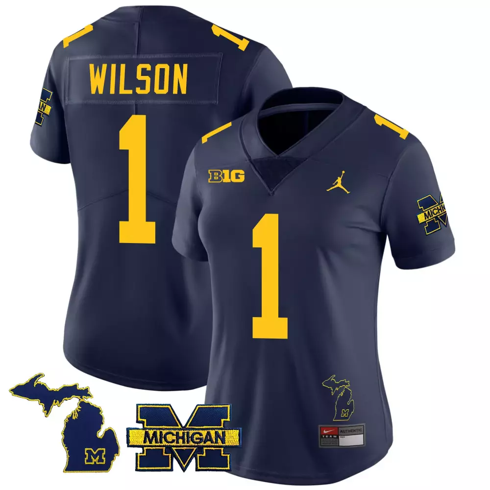 roman wilson navy womens michigan wolverines 2023 special jersey v2 all stitched