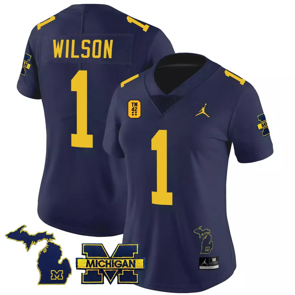 roman wilson navy womens michigan wolverines 2023 special jersey v2 all stitched